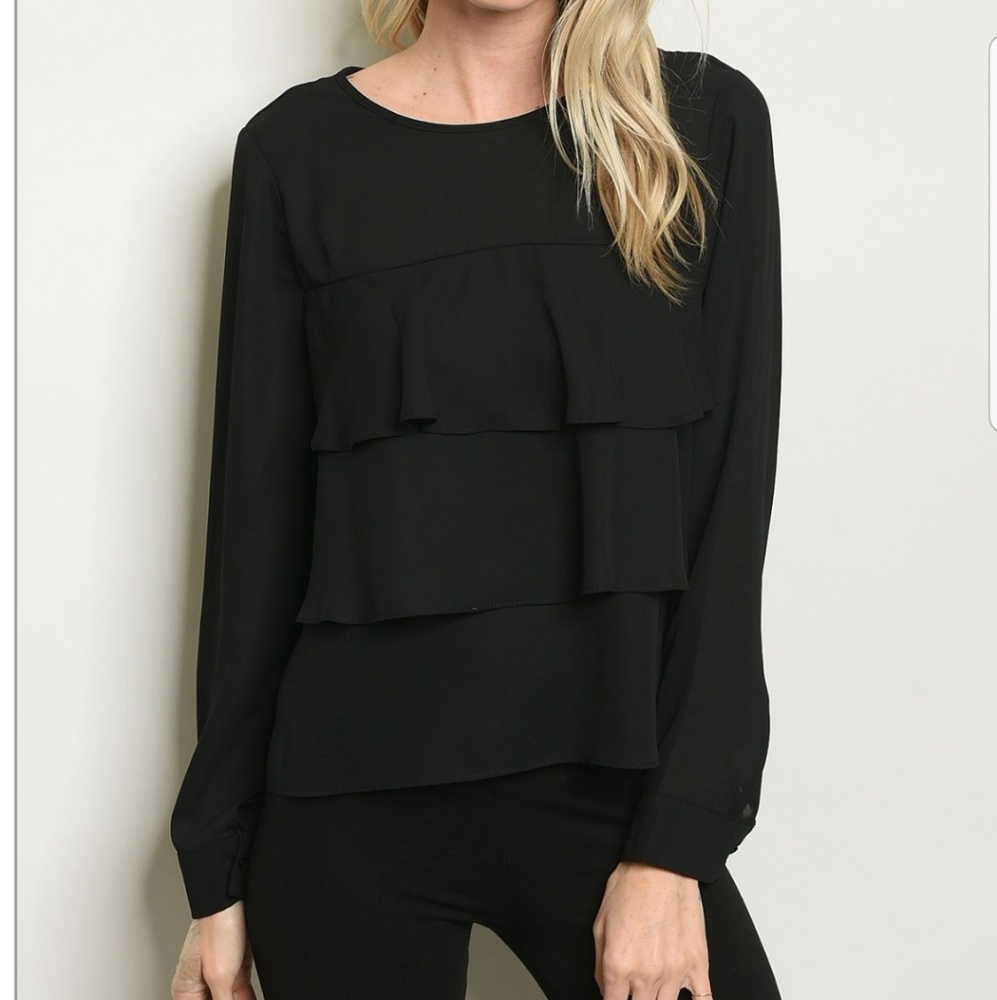Black multi layered chiffon blouse